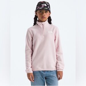 The North Face Light Pink Girls Glacier Quarter-Zip Fleece Pullover